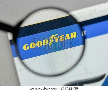 Milan, Italy - August 10, 2017: Goodyear Tire & Rubber Logo On The Website Homepage.