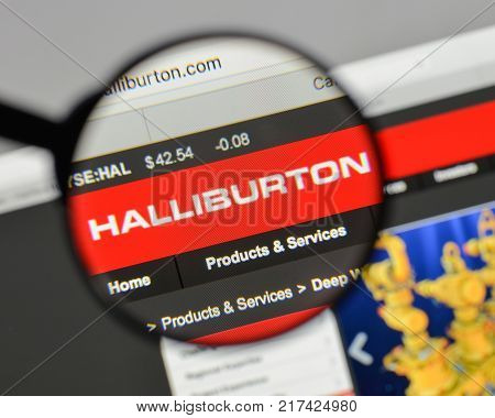 Milan, Italy - August 10, 2017: Halliburton Logo On The Website Homepage.
