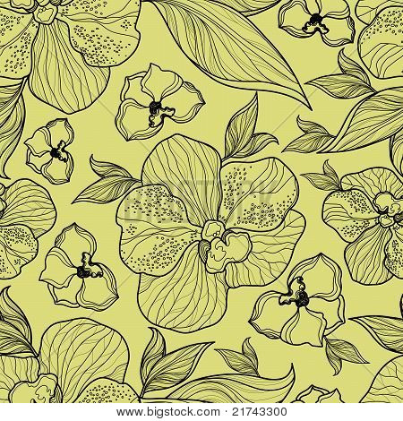 Seamless floral pattern orchidée