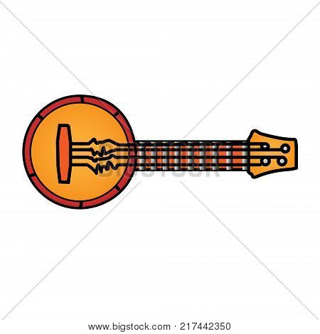 Vector illustration of a banjo isolated on a white background. Banjo, musical instrument in flat style.