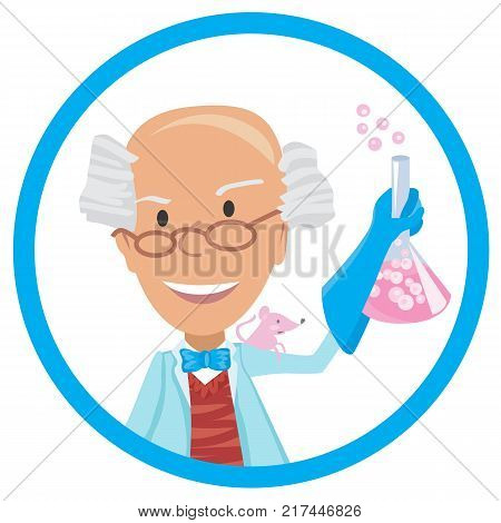 Vector illustration of Cartoon Scientist doing experiments