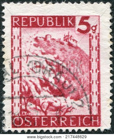 AUSTRIA - CIRCA 1945: A stamp printed in Austria is shown Leopoldsberg near Vienna circa 1945