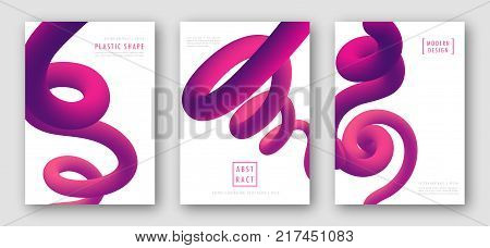 Liquid colorful shapes. Trendy abstract backgrounds. Futuristic design posters with pink gradient wave. Set of posters with fluid shapes. Background for banner, card design, poster, web design.