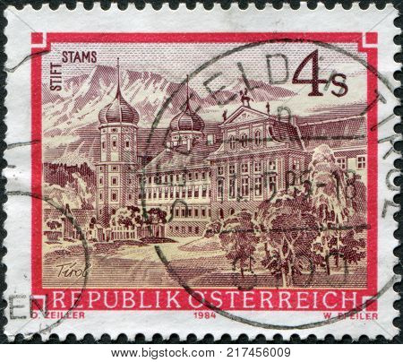 AUSTRIA - CIRCA 1984: A stamp printed in Austria is shown Stams Monastery circa 1984