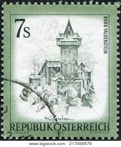AUSTRIA - CIRCA 1973: A stamp printed in Austria shows the Falkenstein Castle Carinthia circa 1973