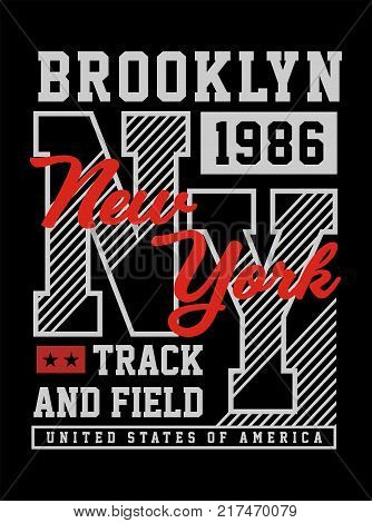 Typography New York, Brooklyn t-shirt graphic, vector image