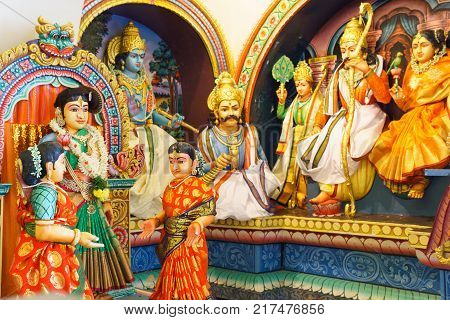 Close up of Hindu goddess Statue. hindu religious concept.