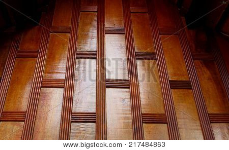 Wooden pavilion wall in Thailand old thai style