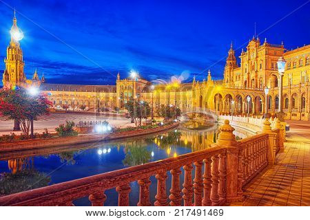 Spain Square (plaza De Espana)is A Square In The Maria Luisa Park, In Seville.