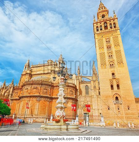 Spain Square (plaza De Espana)is A Square In The Maria Luisa Park, In Seville.