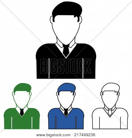 Icon of a businessman in four different styles.