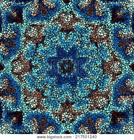 Seamless background pattern. Irregular decorative geometric mosaic art tile pattern from uneven broken pieces.