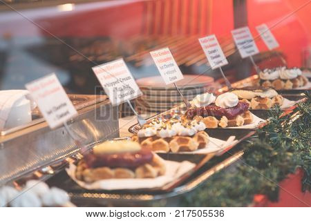 Belgium waffles at german christmas market in Berlin
