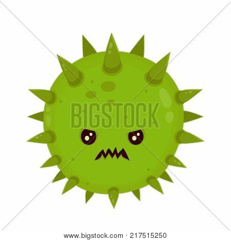Cute angry evil bad fly germ virus infection,micro bacteria.Vector modern flat style cartoon character illustration.Isolated on white background.Microbe, Pathogen, Virus icon.Cancer concept