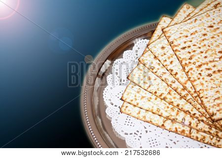 spring jewish holiday of Passover and its attributes, unleavened bread - matzo