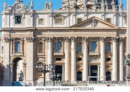 Close up of Saint Peter's cathedral in Vatican City