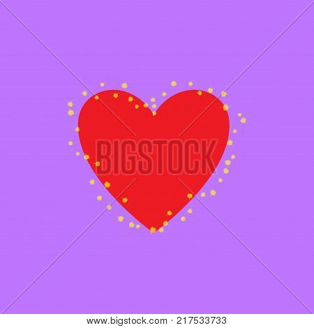Red heart sign. Icon on white background. Romantic symbol linked join love passion and wedding. Template for t shirt apparel card poster of valentine day. Flat vector illustration