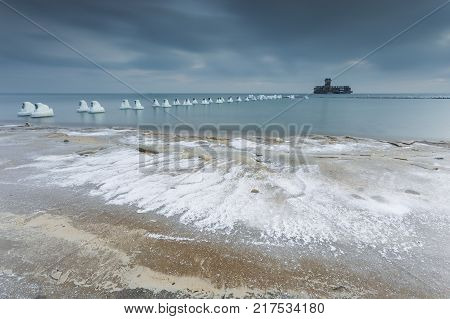 Winter Landscape At The Sea In Poland.