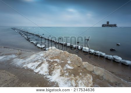 Winter Landscape At The Sea In Poland.