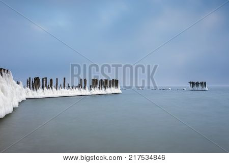 Winter Landscape At The Sea In Poland.