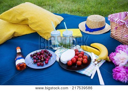 Bright picnic in nature - beautiful and bright food