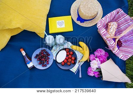 Bright picnic in nature - beautiful and bright food