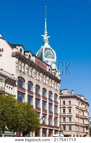 St. Petersburg, Russia - June 4 2017. The building of the old trading company Esders and Schieifals