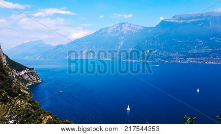 Nive view at Lake Garda from a mountain.