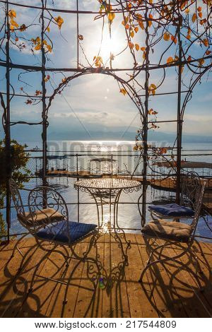 Cozy evening in Romantic arch for beloved couple near the red sea