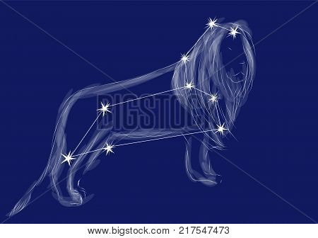 leo sign. abstract zodiac sign on blue background