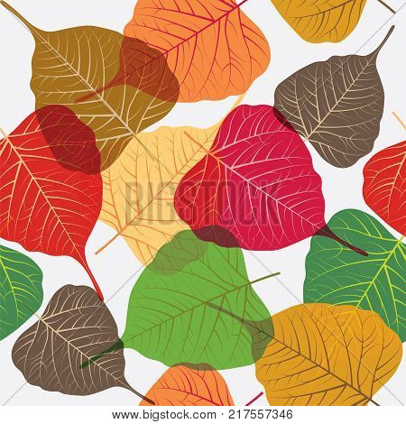 Colorful leaves isolated on white foliar seamless background