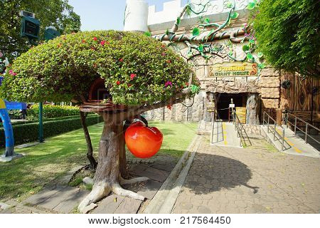 PATHUM THANI THAILAND - November 04 2017: Inside view of the fun park named Dream World in Pathum Thani Thailand. It's the most popular amusement park in Thailand.