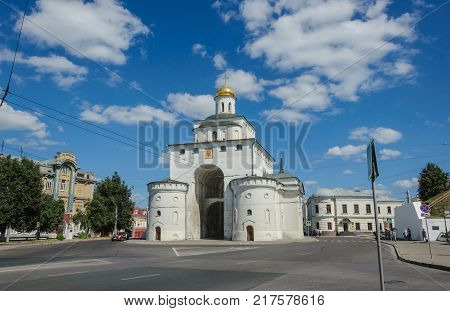 RUSSIA VLADIMIR - August 13 2017: Golden gate in Vladimir. historic building beginning construction in 1158