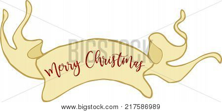 Old vintage ribbons with Christmas inscriptions. Happy New Year.