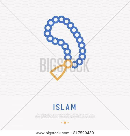 Rosary beads thin line icon. Modern vector illustration.