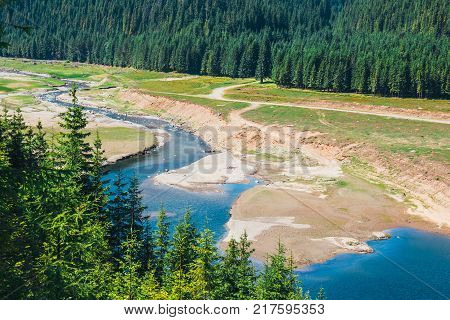 Vidra Lake is located in the Parang Mountains Romania
