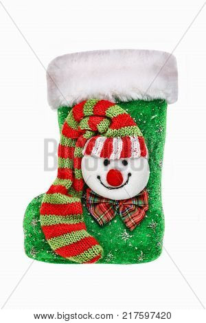 Christmas. Boot of St. Nicholas izolated on white. close up