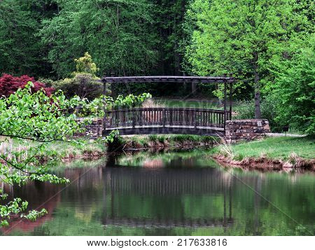 Bridge in Meadowlark Botanical Garden in Vienna Virginia USA April 27 2016