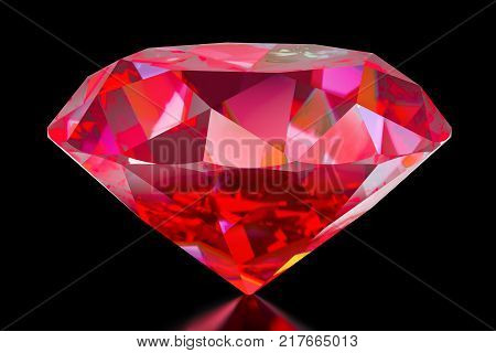 Ruby 3D rendering isolated on white background