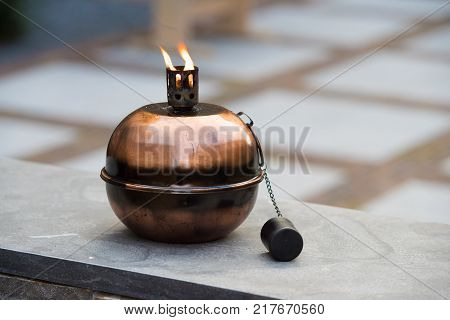 small brass kerosine lamp for outdoor use