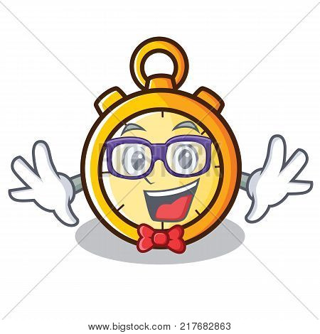 Geek chronometer character cartoon style vector illustration