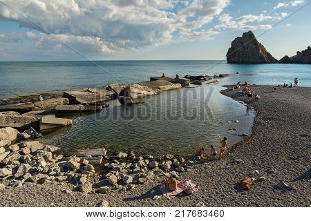 Simeiz, Russia - June 07, 2016: Coast of the Black Sea of the Crimean Peninsula