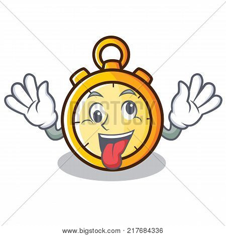 Crazy chronometer character cartoon style vector illustration
