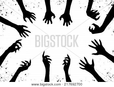 Zombie Hand Silhouette Clip Art Design Vector vector illustration.