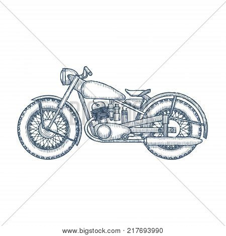 Vintage Motorcycle vector logo design template. bikeshop or motorcycle service icon. Vector Illustration