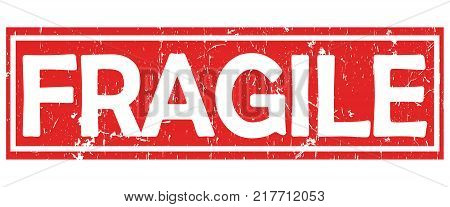 Fragile - grunge red and white stamp / label / sticker for print