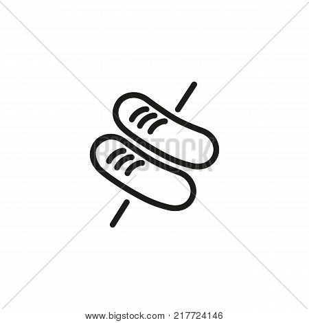Line icon of sausages on stick. Roasting, picnic, grilling. Food concept. Can be used for topics like meal, unhealthy eating, cooking