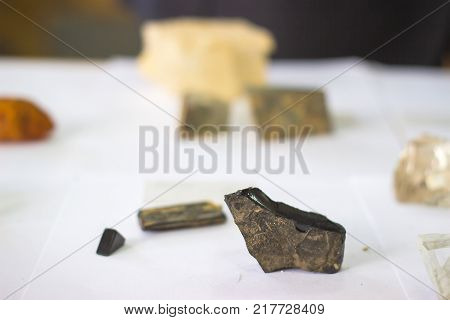 dirty topaz nestled in bedrock found in Zhytomyr, Ukraine