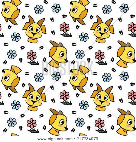 Seamless pattern with diagonal lines made of goat faces