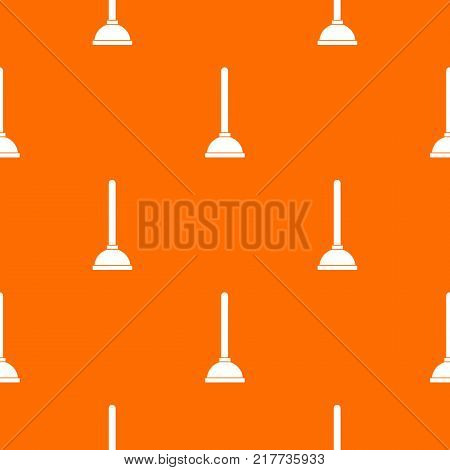 Toilet plunger pattern repeat seamless in orange color for any design. Vector geometric illustration